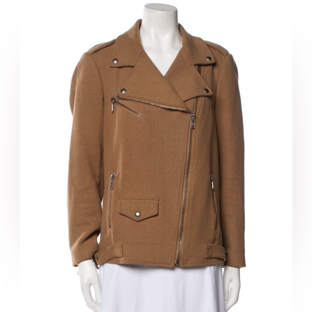 Rebecca Minkoff camel tan wool motorcycle jacket